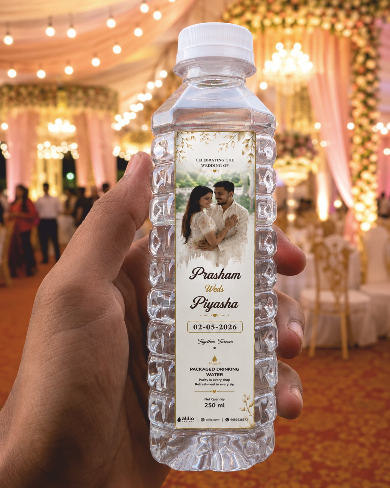 Customized water bottle with name and date print gift